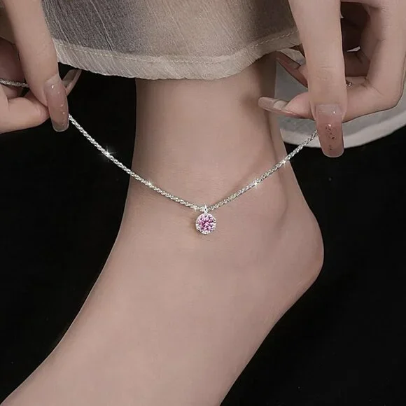 Chic Octobers' Birthstone Anklet – Sparkling Silver & Waterproof for Daily Style - Picture 6 of 7